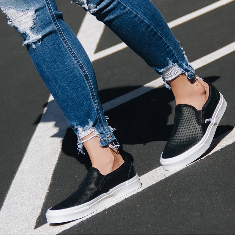 Vans Asher perforated leather slip-on sneakers